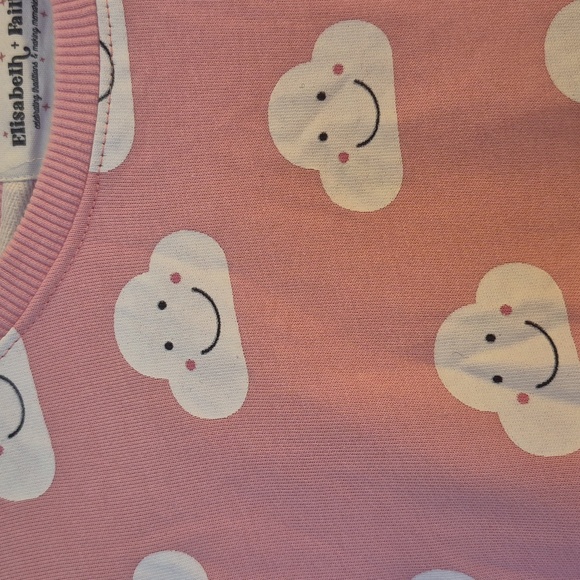 Elisabeth + Faith Pink Happy Clouds Sweatshirt Reverse Weave - Size 10/12 - Picture 4 of 6